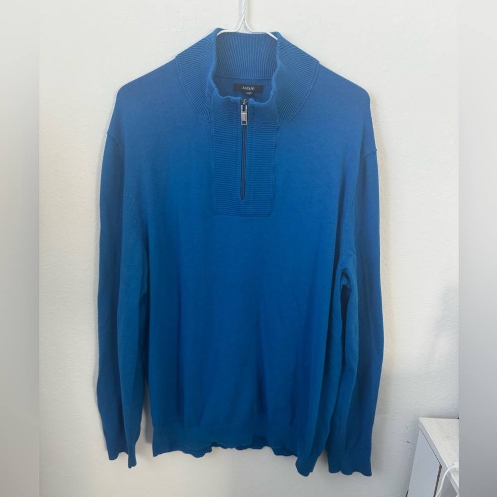 Alfani Men's 3/4 Zip Up Blue Sweater